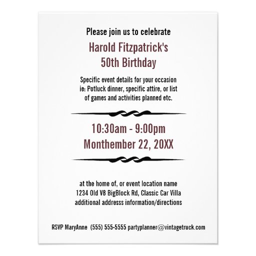 52 Primer Vintage Pickup Truck Party for Old Guy Invitations