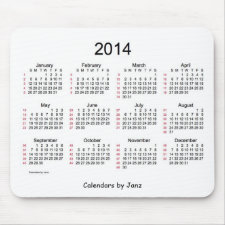 52 Week Calendar 2014 Black and White Mouse Pad