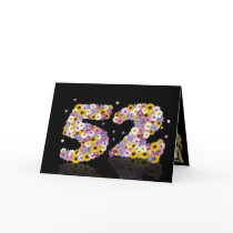 52nd birthday card with flowery letters