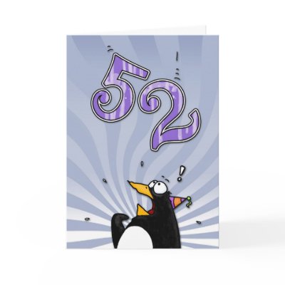 52nd Birthday - Penguin Surprise Card by cfkaatje