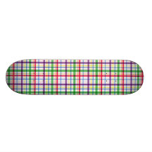 5305_plaid-11-bright COLOURFUL PLAID PATTERN TINY Skate Board Deck