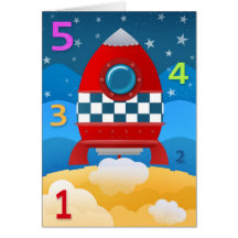 54321 blast off - greeting card