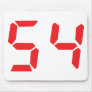 54 fifty-four red alarm clock digital number mouse pads
