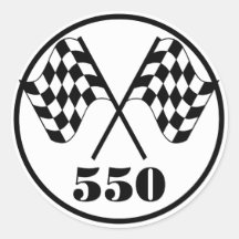 550 Checkered Flags Round Sticker