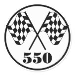 550 Checkered Flags Round Sticker