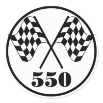 550 Checkered Flags Round Sticker
