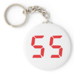 55 fifty-fife red alarm clock digital number key chain