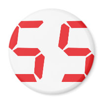 55 fifty-fife red alarm clock digital number magnets