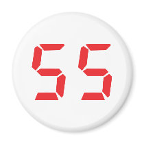 55 fifty-fife red alarm clock digital number magnets