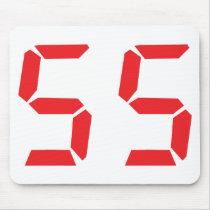 55 fifty-fife red alarm clock digital number mousepads by Tomaniac 55 fifty-fife red alarm clock digital number mousepads