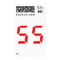 55 fifty-fife red alarm clock digital number postage