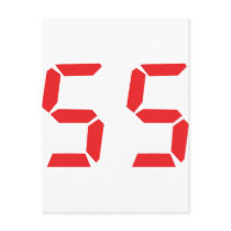 55 fifty-fife red alarm clock digital number postcards