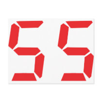 55 fifty-fife red alarm clock digital number postcards