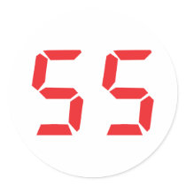 55 fifty-fife red alarm clock digital number stickers
