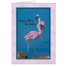 55th Birthday Card with Pink Flamingo