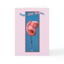 55th Birthday Card with Twisted Pink Flamingo