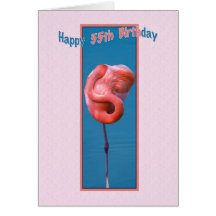55th Birthday Card with Twisted Pink Flamingo