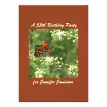 55th Birthday Party Invitation Butterfly