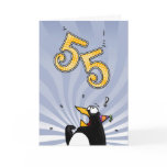 55th Birthday - Penguin Surprise Card