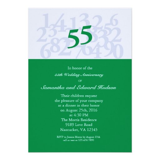 55th Emerald Wedding Anniversary Invitation