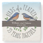 55th Wedding Anniversary, Bluebirds of a Feather Stone Coaster