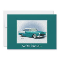 '56 Chevy - Teal Customizable Invitations