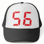 56 fifty-six red alarm clock digital number trucker hat