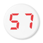 57 fifty-seven red alarm clock digital number fridge magnet