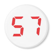 57 fifty-seven red alarm clock digital number magnets by Tomaniac 57 fifty-seven red alarm clock digital number magnets