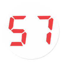 57 fifty-seven red alarm clock digital number stickers by Tomaniac 57 fifty-seven red alarm clock digital number stickers