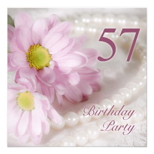 57th Birthday party invitation with daisies