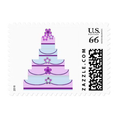 59 Cent Wedding Cake Purple Blue Stamp by WEDDINGCAKES