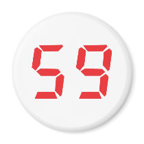 59 fifty-nine red alarm clock digital number magnets
