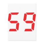 59 fifty-nine red alarm clock digital number postcards