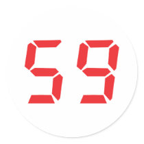 59 fifty-nine red alarm clock digital number stickers