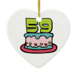 59 Year Old Birthday Cake Christmas Ornaments
