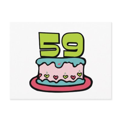 59 Year Old Birthday Cake Postcards by Birthday_Bash
