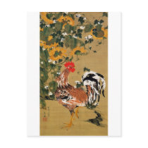 5. 向日葵雄鶏図, 若冲 Sunflower and Rooster, Jakuchū Post Cards