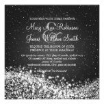5.25" Elegant Wedding Sparkling Wave Black Personalized Invite