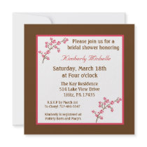 5.25x5.25 Brown Cherry Tree Bridal Shower Invite