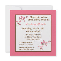 5.25x5.25 Pink Cherry Tree Bridal Shower Invite