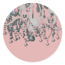 $5.95 Park Avenue Chandelier Wedding Date Shower Round Stickers