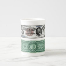 $5 Banknote Silver Certificate Series 1886 Bone China Mug