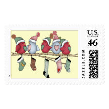 Birds on a Branch Christmas Postage Stamp