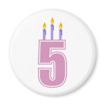 5 Birthday Candles (Pink / Purple) Refrigerator Magnet