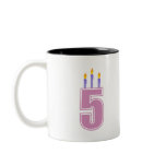 5 Birthday Candles (Pink / Purple) Coffee Mug