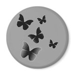 5 Black Butterflies Fridge Magnets
