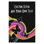 5 Black Butterflies On Swirly Rainbow Flyer Design