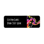 5 Black Butterflies On Swirly Rainbow Custom Return Address Labels