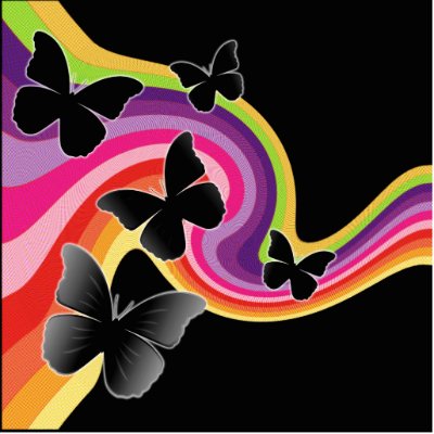 5 Black Butterflies On Swirly Rainbow Photo Cut Out by VoXeeD